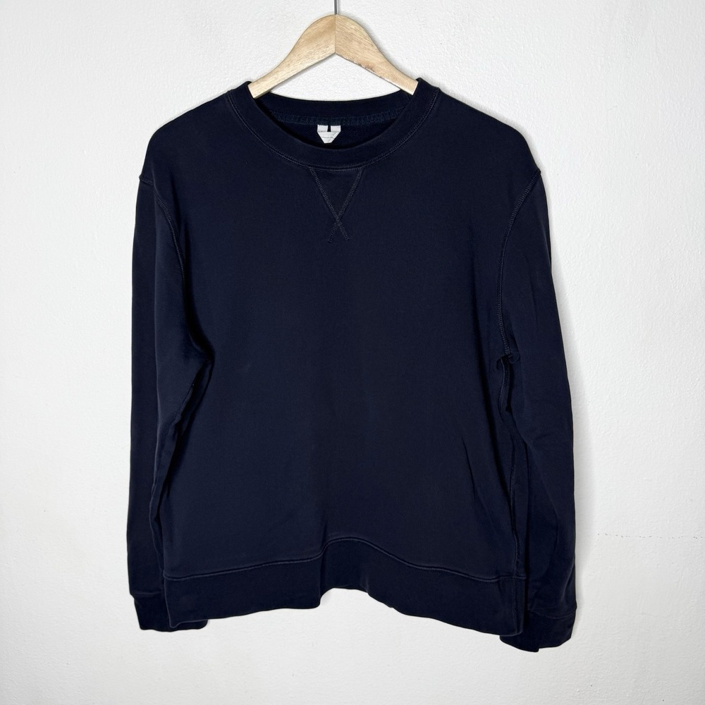 Arket Long Staple Cotton Navy Blue Crewneck Sweatshirt Minimalist Mens Large